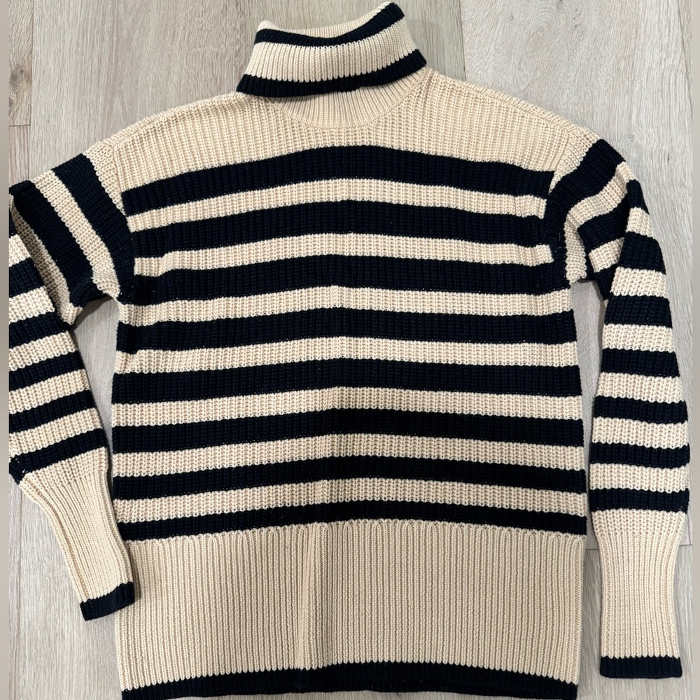 CAbi Black and Tan Knit Sweater